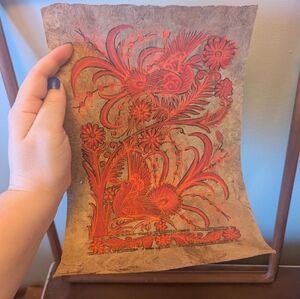 Mexican Bird Painting On Amate Bark